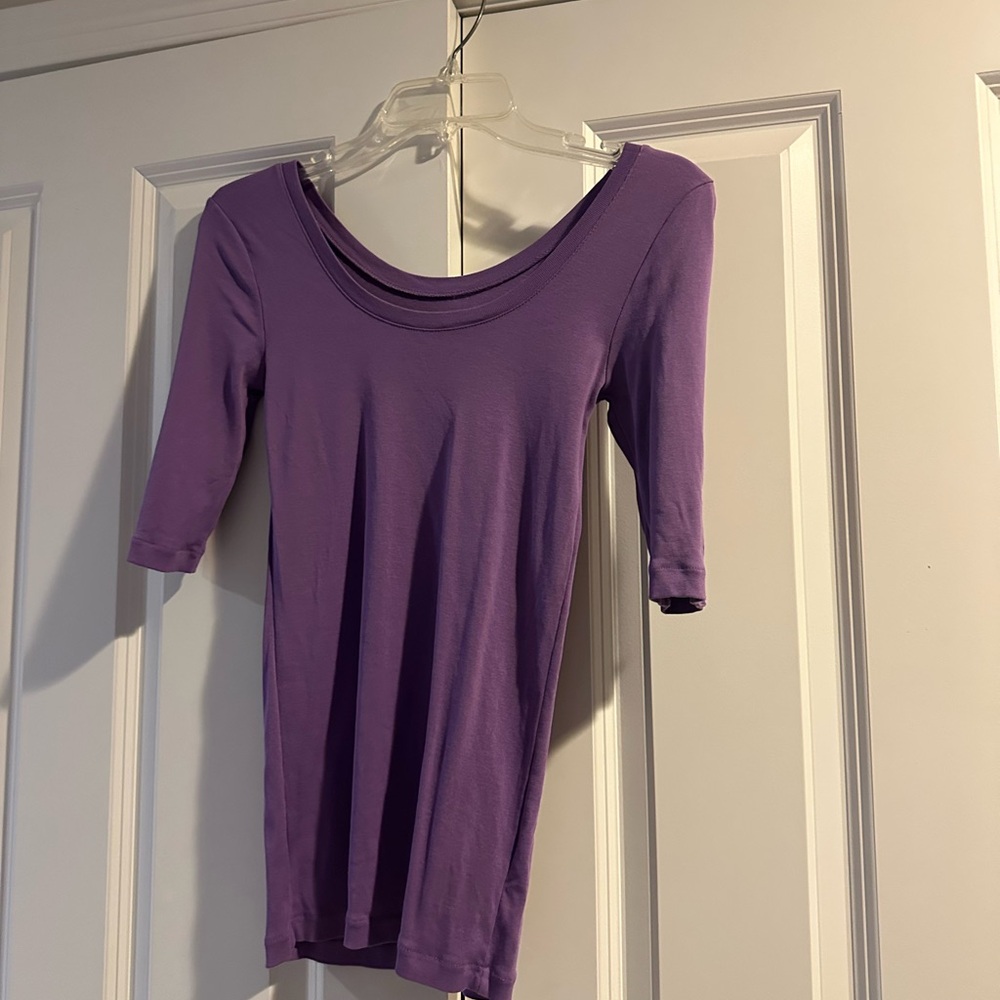 Purple Half-Sleeve Top with button detail by Jcrew